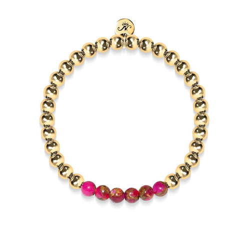 Inspiriert | 18 Karat Gold | Neuer roter Achat | Edelstein-Ausdrucksarmband
